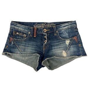Vintage Express Rerock Low Rise Cut Off Distressed Shorts - Size 4